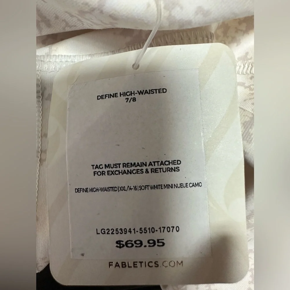 NWT Fabletics Women's Define High-Waisted Legging in Soft White Camo Sz XXL